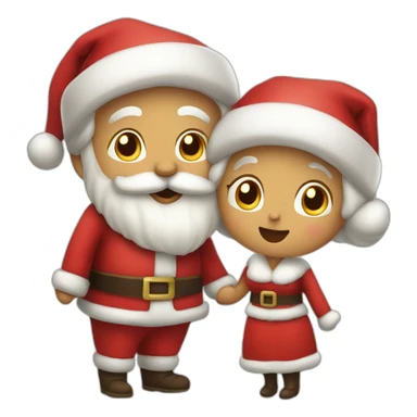 full body santa and mrs. claus kiss hug sticker
