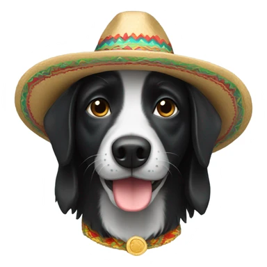 Black dog wearing sombrero sticker