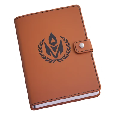 leather journal with MAKAR logo on cover sticker