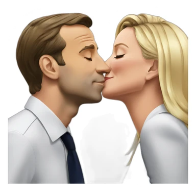 Emmanuel Macron kissing marine le pen sticker