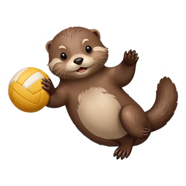 adorable otter floating on its back on water holding a volleyball on its tummy sticker