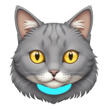 A gray cat with yellow eyes named max he is very cute and has a white spot on his neck sticker
