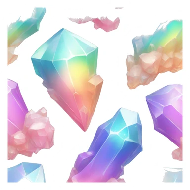 Pastel iridescent rainbow crystal clusters sticker
