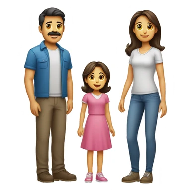 Familia de 5 personas papá mamá 2 hijos 1 hija sticker
