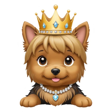 Yorkie pup with bling necklace and princess crown  sticker