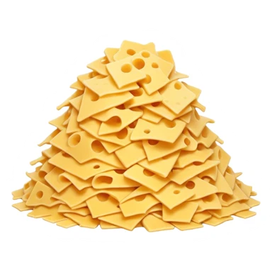 shredded cheese, pile or scatter, thin irregular shreds, pale yellow to golden, curly soft texture, fresh, not dry or clumped, no packaging, bowl, dish, or faces, clean 3D, soft shadows, transparent background, emoji scale sticker