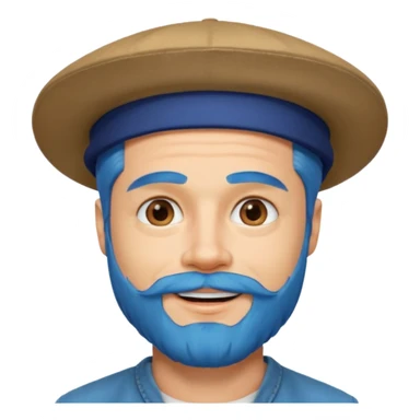 brad pitt, blue hair, hat, beard sticker