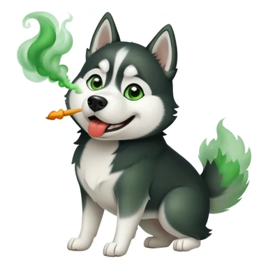 Black and white Husky dog farting green smoke sticker