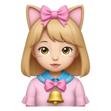 kawaii neko, cute outfit with bell sticker