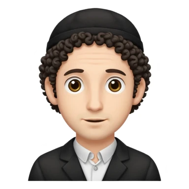 jewish man's face, wearing a tiny black kippah and 2 curly hair strands near the ears sticker