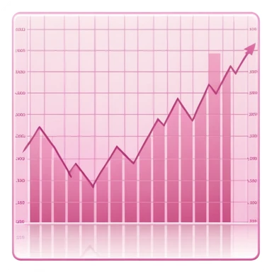 Soft pink forex chart line rising sharply, blurred grid, clean lighting sticker