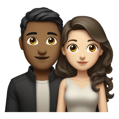 A pale half Asian man with short dark hair and amber eyes embracing and loving a white woman with long wavy brunette hair and dark hazel eyes. They love each other a lot And have good fashion taste and are hugging each other tight  sticker
