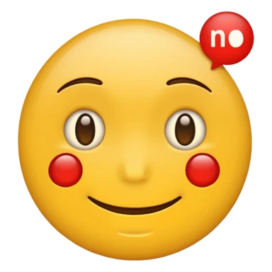iPhone emoji with text message saying no not smiling and no red dots in dace but a text message sticker