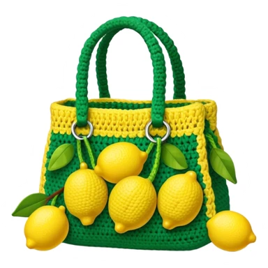 crocheted bag with lemons sticker