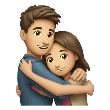 Boy and girl best friends hugging from long distance  sticker