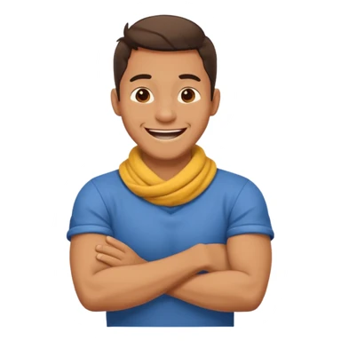 Guy with crossed arms around neck laughing sticker