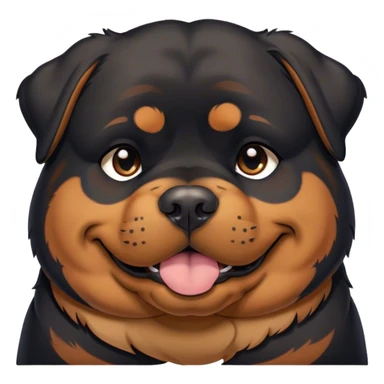 Cinematic Meme-Worthy Chubby Sleeping Rottweiler Portrait Emoji, Head resting peacefully with a contented smile, featuring a delightfully chubby build and a luxuriously soft black and tan fur, eyes shut in a serene nap, Simplified yet hilariously adorable features, highly detailed, glowing with a soft, drowsy light, high shine, relaxed and utterly lovable, stylized with an air of playful laziness, bright and endearing, soft glowing outline, capturing the essence of a comically sleepy guardian, so meme-worthy it feels like it could instantly become the next viral sensation of adorable slumber! sticker