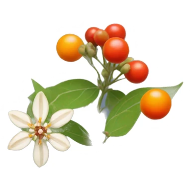 ashwagandha flowers and orange-red berrie sticker
