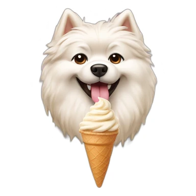 Cream Spitz dog eating ice cream sticker