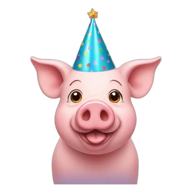 pig with birthday hat sticker