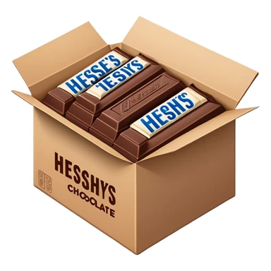 cardboard box full of wrapped Hershey's chocolate bars sticker