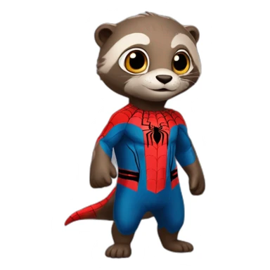 mignonne loutre déguisé en spider man sticker