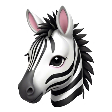 Cinematic Cute Zebra Portrait Emoji, Head tilted playfully and inquisitively, featuring a glossy, intricately striped fur of black and white, a refined, horse-like head with a long snout and alert ears, and round, sparkling eyes filled with curious wonder, Simplified yet irresistibly adorable features, highly detailed, glowing with a warm, friendly glow, high shine, affectionate and spirited, stylized with a touch of savannah whimsy, bright and endearing, soft glowing outline, capturing the essence of a mischievous yet loving zebra that feels like it could prance out of the screen and into your arms! sticker