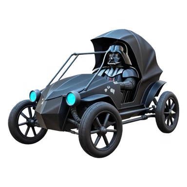 Mad max survival apocalypse ghostly sporty Darth Vader’s Batman-armored 1876 black graphite colored school buggy with horizontal holographic 3d stars painted on the body sides and neon under glow  sticker