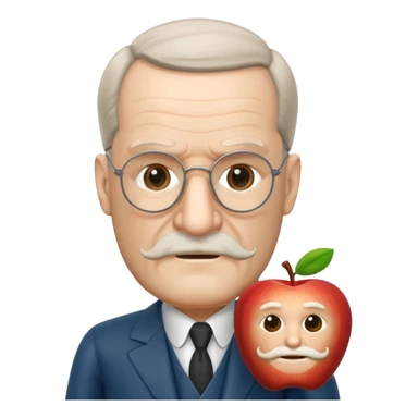Sigmund Freud: create in exact Apple Memoji style using exact style: apple ios, 3D rendered, with exact words: я промолчу sticker