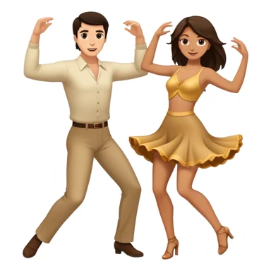 White Man with dark hair and white woman with brown hair dancing sticker
