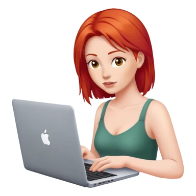 Red hair women working on her laptop sticker