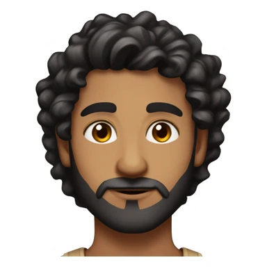 light brown skin indian man with black coloured curls hair with a fade on the sides with nicely shaped eyebrows with brown eyes and a beard thats not too thick and a good jawline but not too big and long of face sticker