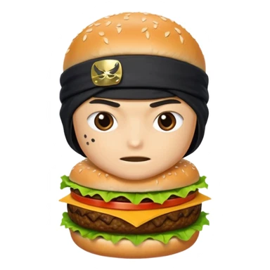 ninja with hambuger and shuriken sticker