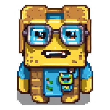 sponge with buck teeth and glasses wearing a Minecraft shirt sticker