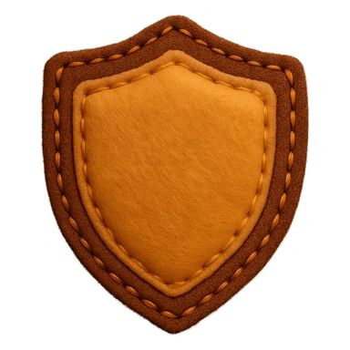 <StylePrompt>
  <Name>Felt Appliqué Plush Style</Name>
  <Description>A soft, handcrafted look inspired by plush felt fabric with visible stitching and a padded 3D texture, rendered on a solid black background.</Description>
  <VisualProperties>
    <Material>Felt</Material>
    <Texture>Soft, fuzzy, with slight fiber detail</Texture>
    <Stitching>
      <Type>Thick thread</Type>
      <Color>Orange or slightly darker tone than fabric</Color>
      <Pattern>Uniform running stitch along outer edge</Pattern>
    </Stitching>
    <Padding>High, plush-like 3D depth</Padding>
    <Edges>Rounded corners</Edges>
    <ColorPalette>
      <Primary>Warm yellow/orange tones</Primary>
      <Accent>Brown or dark orange for facial features and outline</Accent>
      <Background>Black</Background>
    </ColorPalette>
  </VisualProperties>
  <Rendering>
    <Lighting>Soft, even studio lighting</Lighting>
    <Shadows>Subtle drop shadows for depth</Shadows>
    <Perspective>Flat front-facing, symmetrical if applicable</Perspective>
  </Rendering>
  <Applicability>
    <SubjectType>Any object, animal, or letterform</SubjectType>
    <OutputFormat>Icon, emoji, patch-style graphic</OutputFormat>
  </Applicability>
</StylePrompt>

{subject} = shield sticker