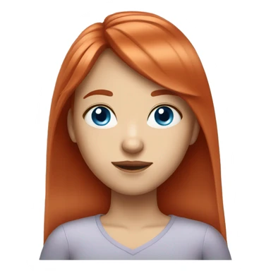 Straight long red hair girl with bangs blue eyes sticker