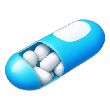 blue and white bi color pill open sticker
