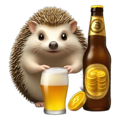 hedgehog drink beer pay bitcoin sticker