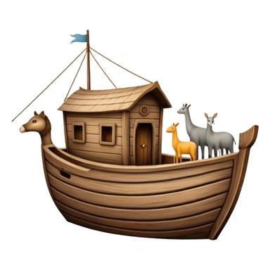 Noah's ark wooden boat with animals sticker