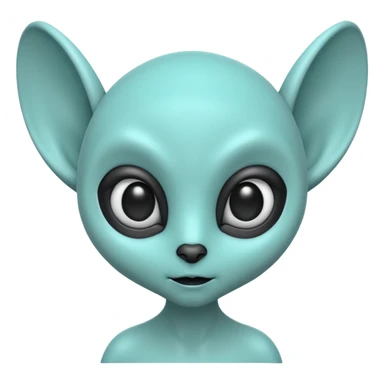 teal alien with two rounded ears and big pure black eyes sticker