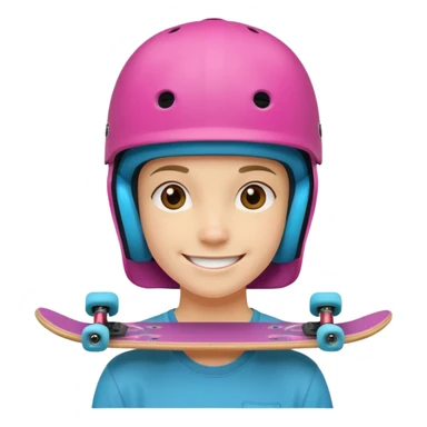 skater with skateboard and colorful helmet sticker