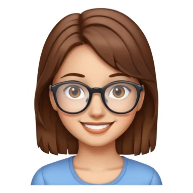 smiling girl with glasses and brown  sticker