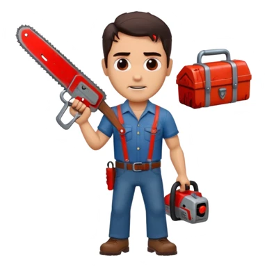  ash from the movie evil dead  movie Emoji with change all in the place of his right hand sticker