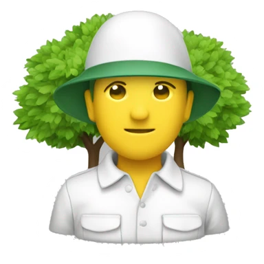 gardener pith helmet jacket white green trees  sticker