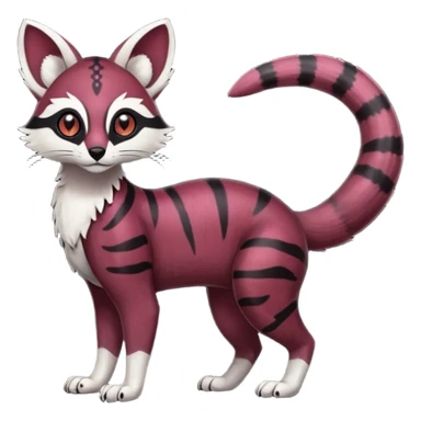 Rare realistic dark-burgundy grey black gradients lush tropical exotic cute epic pretty beautiful handsome gorgeous aesthetic colorful vibrant Vernid-Protogen-Primagen-Wickerbeast-Genet-Trico-species-Fakemon-hybrid-creature by LiLaiRa, beautiful intricate markings, full body sticker