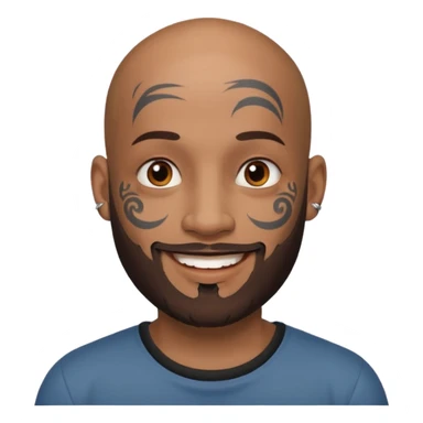 bald bearded man with face tattoo sticker