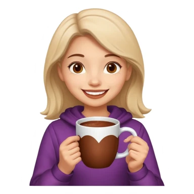 Home vibes, and girl with cacao in hands happy new year sticker