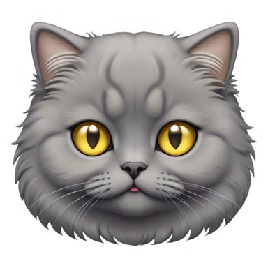 Cinematic Adorable Fluffy Grey Scottish Fold Cat Portrait Emoji, Adorable folded ears perched atop its soft, round head, head tilted cutely with big, sparkling yellow eyes, soft grey fur with darker points on the ears, face, and paws, Simplified yet irresistibly adorable features, highly detailed, glowing with a soft, warm glow, high shine, affectionate and playful, stylized with a touch of whimsy, bright and endearing, soft glowing outline, capturing the essence of a curious and loving kitten with the signature charm of a Scottish Fold's unique folded ears, so cute it feels like it could leap out of the screen and snuggle up for a cuddle! sticker