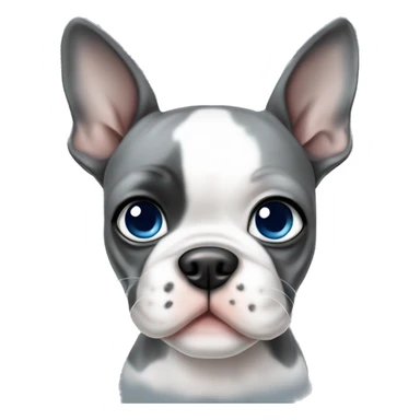 grey and white boston terrier puppy with blue eyes sticker
