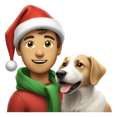 boys in santa hats with dog sticker